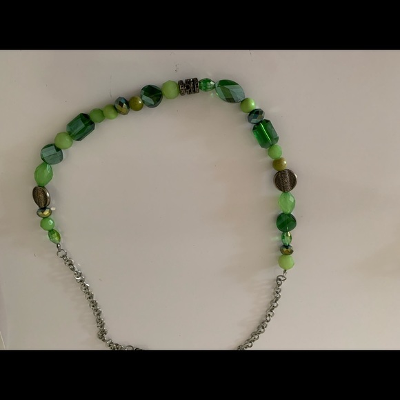 You and I Gemstones of Green Blue Geometric Shapes Necklace - Picture 2 of 6